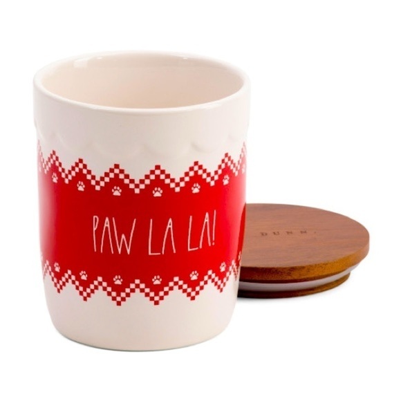 NEW Rae Dunn - PAW LA LA - Canister with Wooden Lid - So Cute! 🐾 - Picture 1 of 1